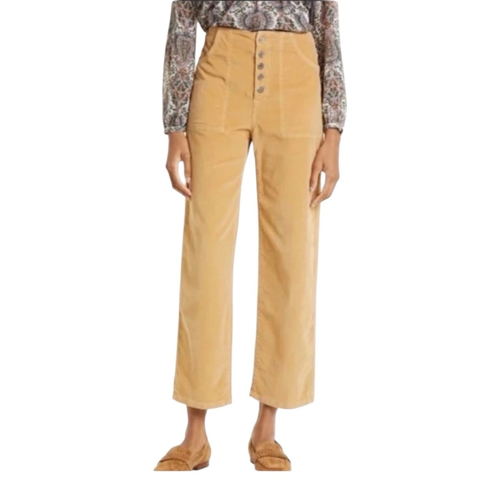 Veronica Beard Women's Tan Corduroy Crosbie Wide Leg Crop High Rise Pants 31